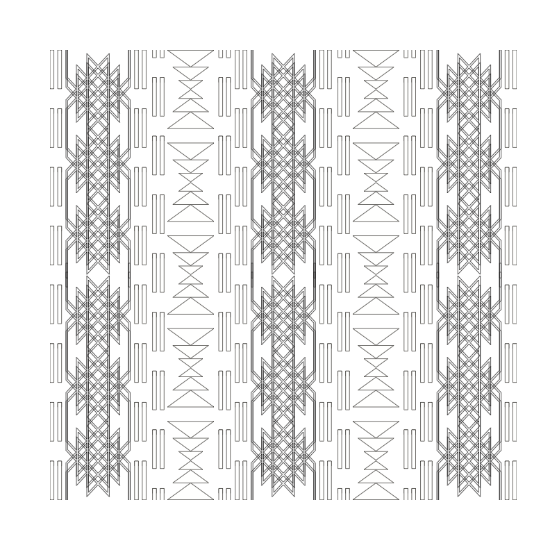 Preview of one the Serene Patterns coloring pages included in the Serene Sampler. An Indian pattern of triangles and lines.